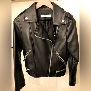 Mango Black Leather jacket, faux leather, XS